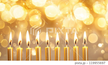 たくさんの金色のキャンドル たくさんの金色のキャンドル 119955697