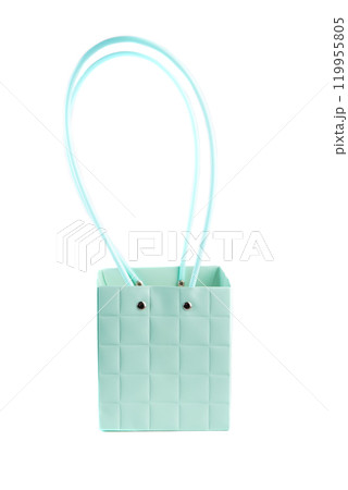 Plym package bag for flowers made of corrugated cardboard on white background 119955805