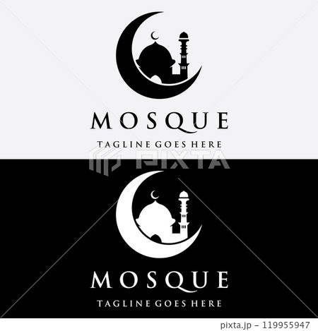 Unique,modern and creative luxury mosque Logo Template with monogram.Logo for islamic,ramadan,company. Unique,modern and creative luxury mosque Logo Template with monogram.Logo for islamic,ramadan,company. 119955947