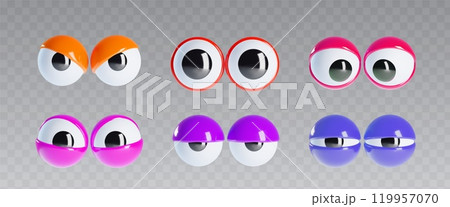 Bright 3D googly eyes with colorful lids 119957070