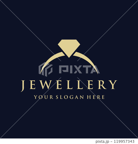 Jewelry ring abstract logo template design with luxury diamonds or gems.Isolated on black and white background.Logo can be for jewelry brands and signs. Jewelry ring abstract logo template design with luxury diamonds or gems.Isolated on black and white background.Logo can be for jewelry brands and signs. 119957343