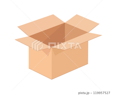 Realistic Open cardboard box mockup icon symbol. Empty blank Shipping delivery carton box. Vector illustration image. Isolated on white background. Realistic Open cardboard box mockup icon symbol. Empty blank Shipping delivery carton box. Vector illustration image. Isolated on white background. 119957527