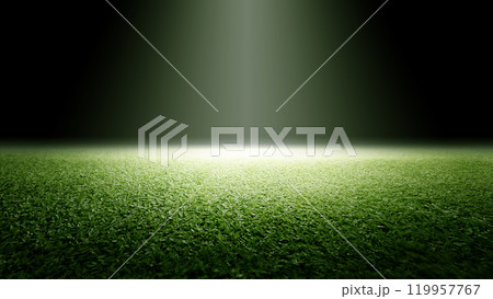 Surface of green grass. Abstract texture with mist or fog 119957767