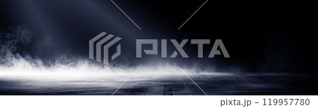 Surface of black concrete floor. Abstract texture with mist or fog 119957780