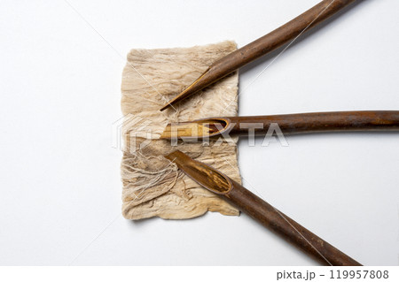 Set of calligraphy reeds isolated over white background Set of calligraphy reeds isolated over white background 119957808
