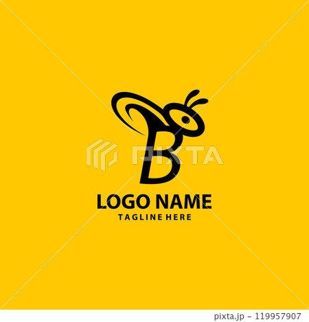 initial B bee logo design vector initial B bee logo design vector 119957907