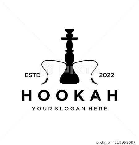 Isolated vintage hookah, shisha or waterpipe Logo design for club, bar, cafe and shop. Isolated vintage hookah, shisha or waterpipe Logo design for club, bar, cafe and shop. 119958097