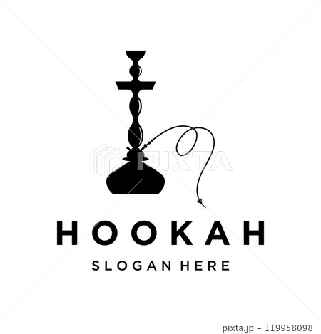 Isolated vintage hookah, shisha or waterpipe Logo design for club, bar, cafe and shop. Isolated vintage hookah, shisha or waterpipe Logo design for club, bar, cafe and shop. 119958098