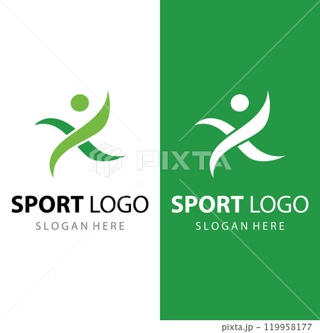 Sprinter sport logo design for athletics, running competition, sport club, championship and fitness. Sprinter sport logo design for athletics, running competition, sport club, championship and fitness. 119958177