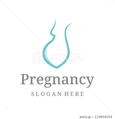 Abstract Logo design of mother or pregnant woman or baby. Logos for clinics, pharmacies and hospitals. 119958259