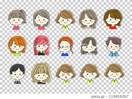 Face illustration set 119958267