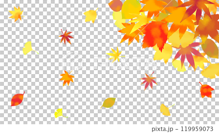 舞い落ちる紅葉のイラスト背景素材 119959073