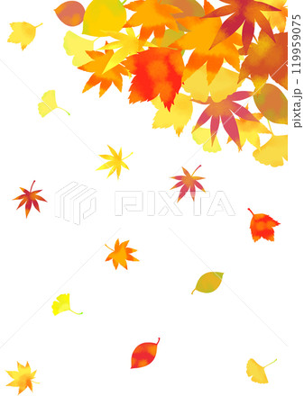 舞い落ちる紅葉のイラスト背景素材 119959075