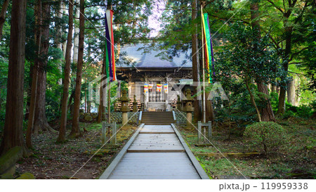 世界遺産中尊寺 秋 弁慶堂の朝 岩手県 世界遺産中尊寺 秋 弁慶堂の朝 岩手県 119959338