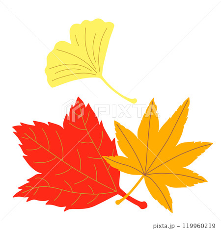 秋の葉っぱをあしらったイラスト素材 119960219