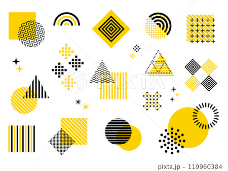 幾何学　メンフィス　セット　黄色　黒	 119960384