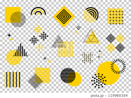 幾何学　メンフィス　セット　黄色　黒	 119960384