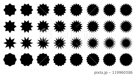 丸　爆発　インパクト　セット　ギザギザ　黒　見出し 119960386