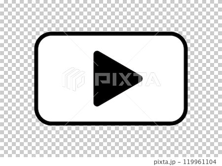 アイコン　シンプルな再生ボタン　四角　黒 119961104