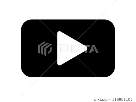 アイコン　シンプルな再生ボタン　四角　黒 119961105