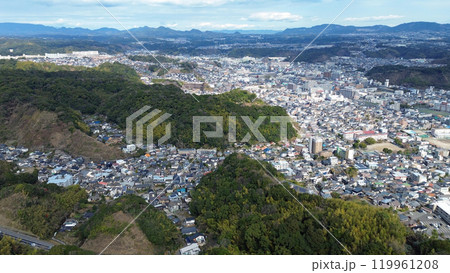 鹿児島市武岡公園の上空から常盤町方面の空撮 119961208