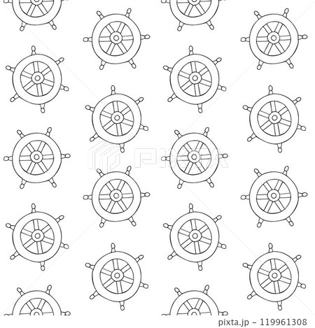 Vector seamless pattern of outline ship rudder 119961308