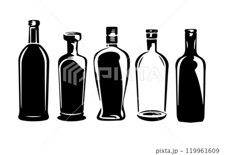 Vintage Bottle Silhouette Collection vector 119961609