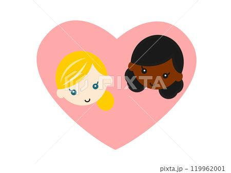 ハートの中の女性同士のカップル ハートの中の女性同士のカップル 119962001