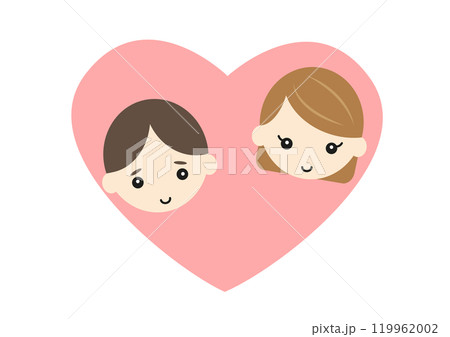 ハートの中の男性と女性のカップル 119962002