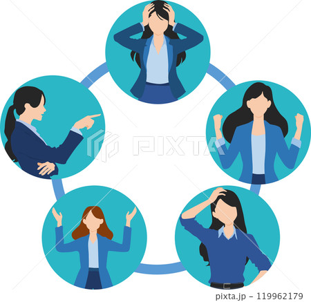 ビジネスウーマンのアイコンイラスト(チームワーク) 119962179