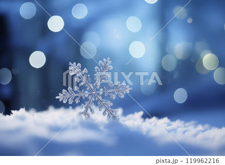 雪の結晶と雪景色 119962216
