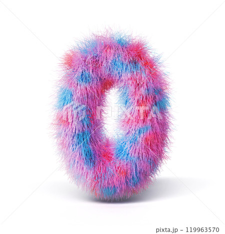 Blue pink fur font Number 0 ZERO 3D Blue pink fur font Number 0 ZERO 3D 119963570