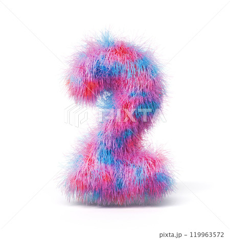 Blue pink fur font Number 2 TWO 3D Blue pink fur font Number 2 TWO 3D 119963572