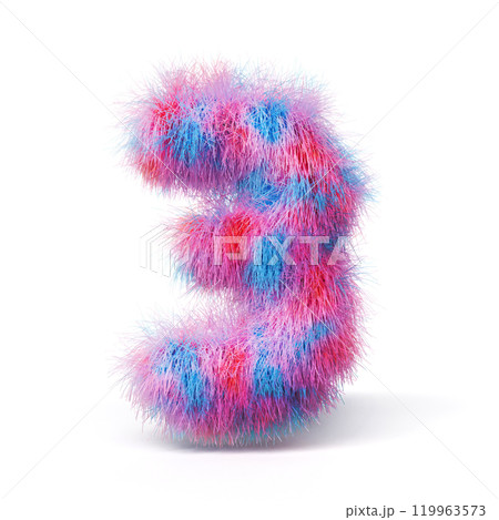 Blue pink fur font Number 3 THREE 3D Blue pink fur font Number 3 THREE 3D 119963573