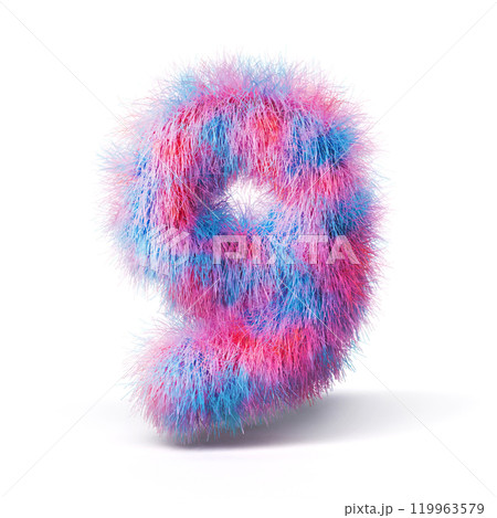 Blue pink fur font Number 9 NINE 3D Blue pink fur font Number 9 NINE 3D 119963579