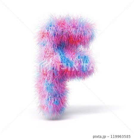 Blue pink fur font Letter F 3D Blue pink fur font Letter F 3D 119963585