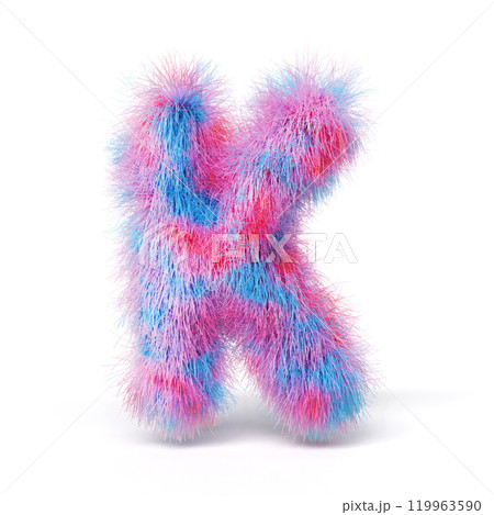 Blue pink fur font Letter K 3D Blue pink fur font Letter K 3D 119963590
