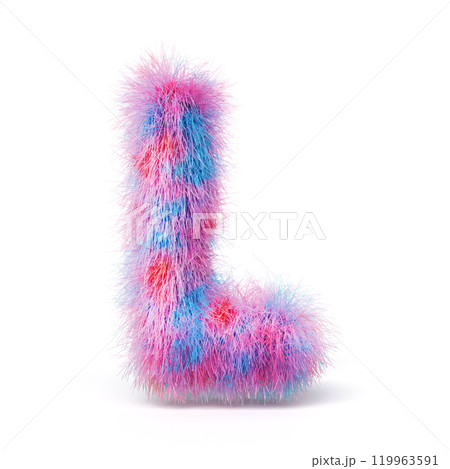 Blue pink fur font Letter L 3D Blue pink fur font Letter L 3D 119963591