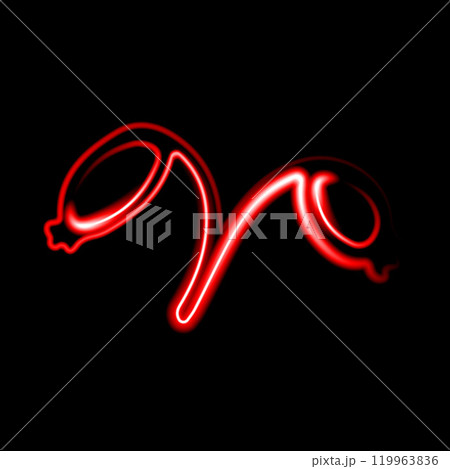 A striking neon rosehip art piece illuminates the dark, highlighting artistic talent and flair 119963836