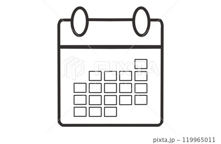 カレンダーアイコン - スケジュール管理や日付設定に使えるシンプルな線画のカレンダーイラスト 119965011