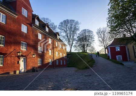 Kastellet citadel, fortress in Copenhagen, Denmark, sunset on summer day 119965174