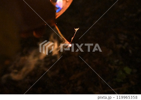 暗闇に浮かび上がる炎 119965358