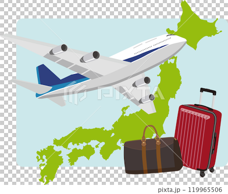 Japan map and airplane travel 119965506