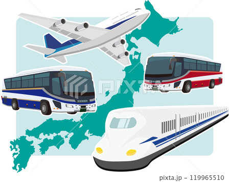 日本地図と乗り物 日本地図と乗り物 119965510