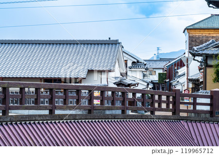 【重要伝統的建造物群保存地区】脇町南町重要伝統的建造物群保存地区　南橋越しに見た街並み　徳島県美馬市 119965712