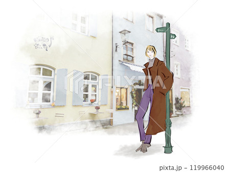 美しい街並みを歩く女性 美しい街並みを歩く女性 119966040