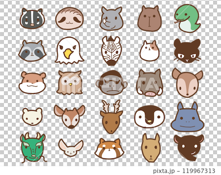 手描きの動物の顔セット2のイラスト素材 [119967313] - PIXTA