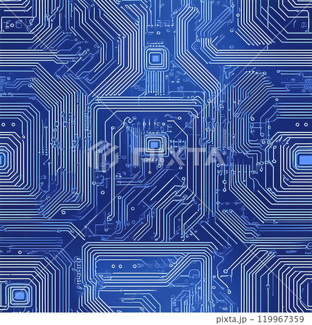 繰り返しシームレスな基盤のイラスト素材　青色 119967359