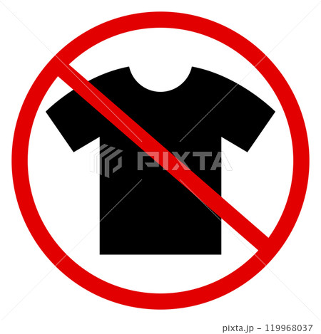 No shirt icon. Forbidden t-shirt sign. No shirt symbol. flat style. 119968037