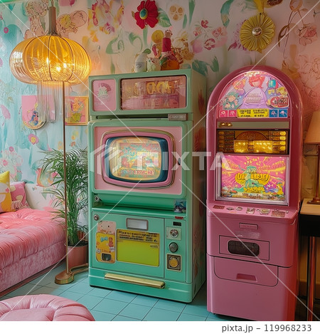 レトロな自販機のある室内 119968233
